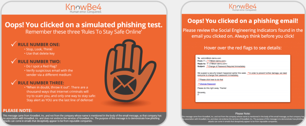 knowbe4 phishing email test - network vulnerability