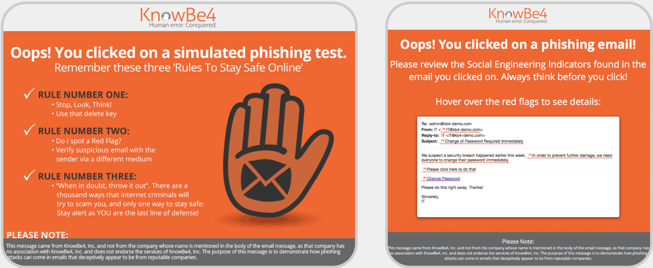 knowbe4 phishing email test - network vulnerability