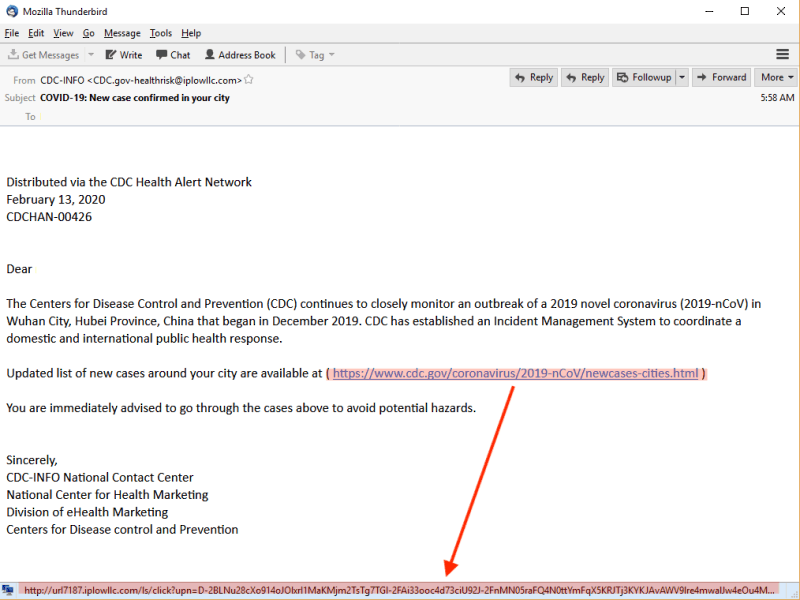 coronavirus phishing email scam