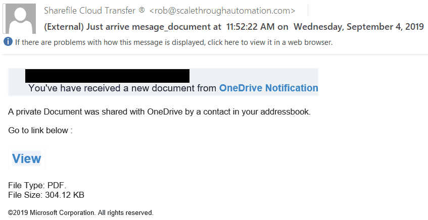 example of a phishing attack