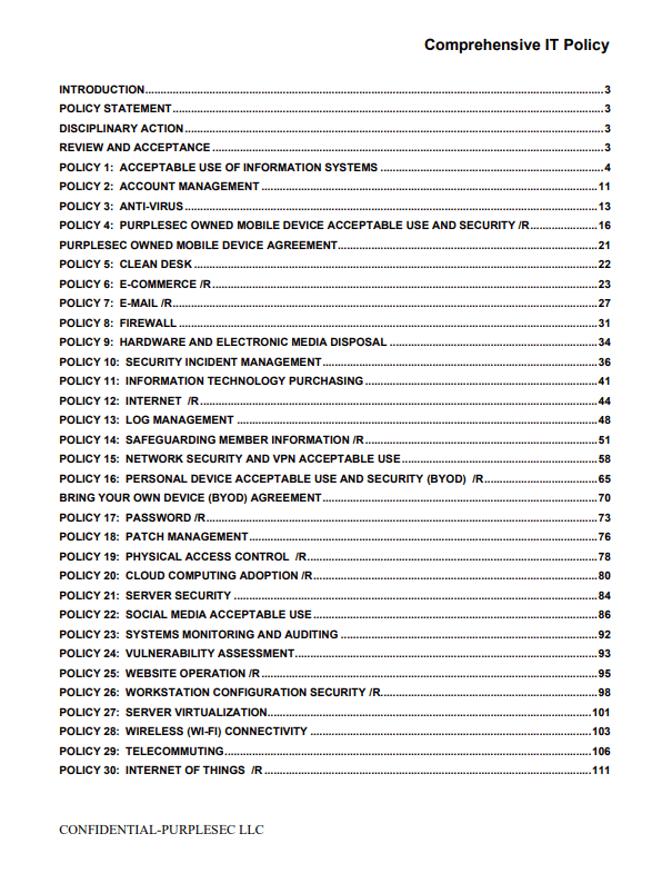 Comprehensive IT Policy