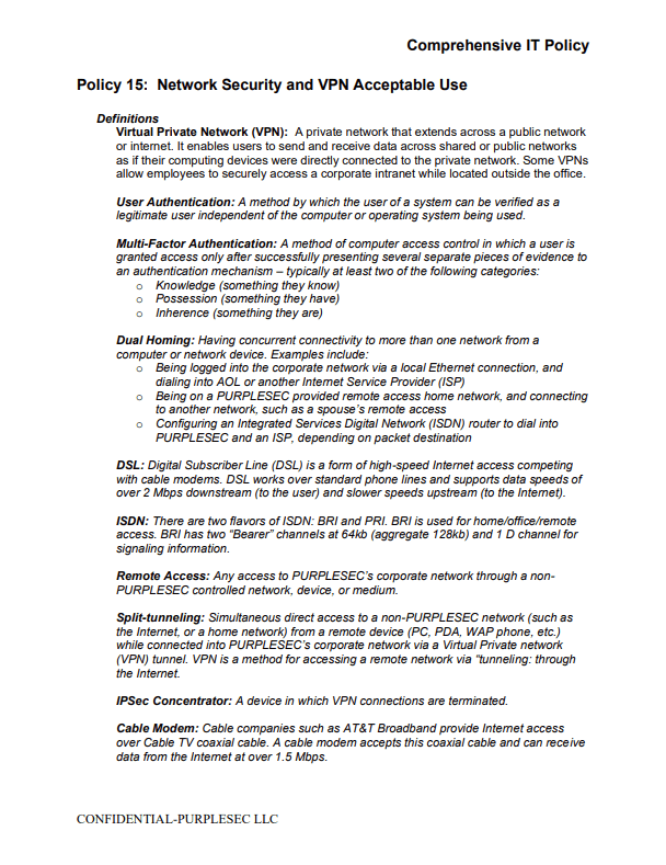 Network Security and VPN Acceptable Use Policy
