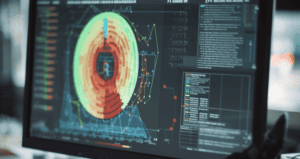 a vulnerability scan with a radar looking for malicious software