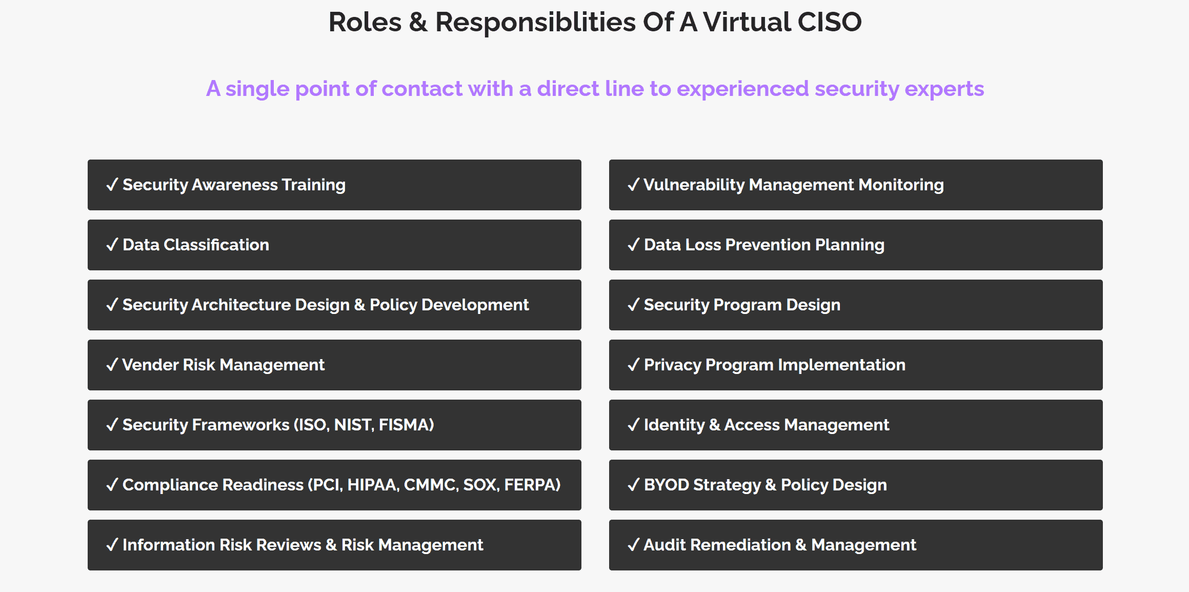 roles and responsibilities of a virtual ciso
