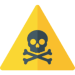 Skull and bones in a yellow triangle icon