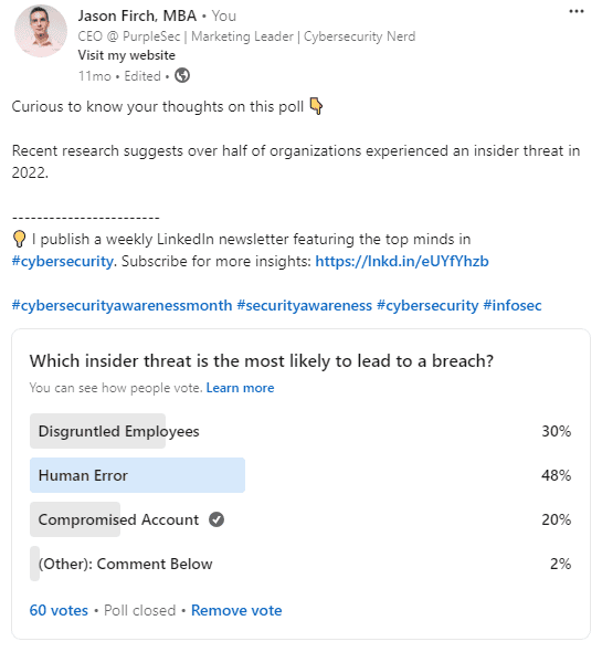 Which insider threat is the most likely to lead to a breach - LinkedIn Poll