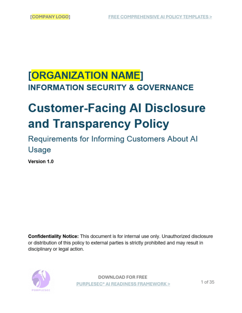 Customer-Facing AI Disclosure And Transparency Policy Template